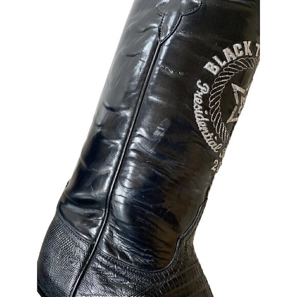 Lucchese Embroidered Texas Star Exotic Lizard Boots Mens 9.5B Black USA main image 7